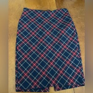 Plaid Express skirt blue red 12 checker knee